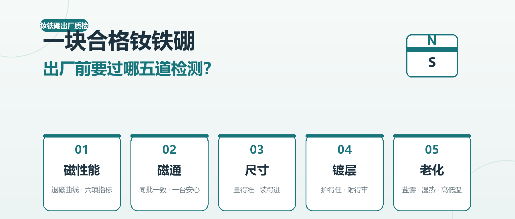 一块合格钕铁硼，要过哪五道检测